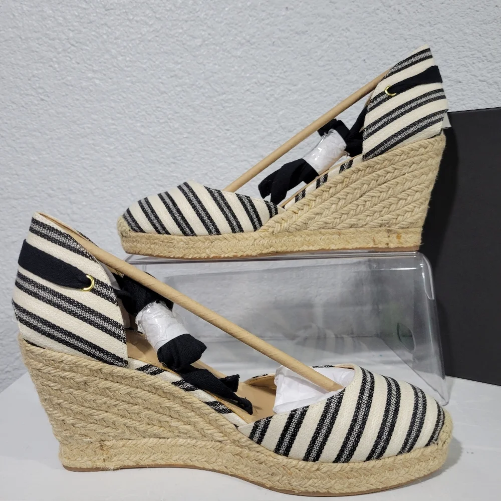 J Crew Espadrille wedges (83mm) with ankle wrap in stripe Size 8.5